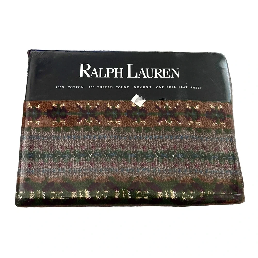 RALPH LAUREN‎ Home Collection Leland Fair Isle Multi Full Flat Sheet 100% Cotton
